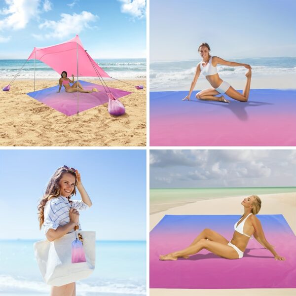 Drap de plage Sandproof, Gradient bleu à rose à violet – Image 7