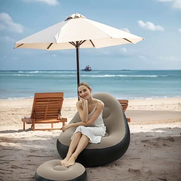 Chaise Longue Gonflable Pliable avec Dossier – Image 8
