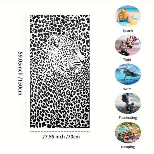 Serviette de plage imprimé léopard noir – Image 5