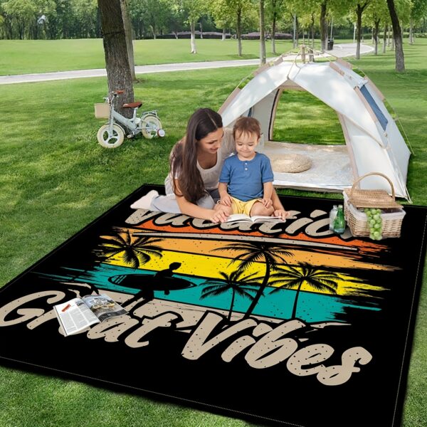 Drap de plage Imprimé Silhouette d'Arbre de Palmier – Image 2