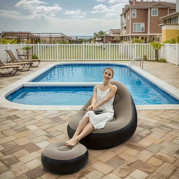 Chaise Longue Gonflable Pliable avec Dossier – Image 6