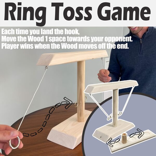 Jeu de Lancer de Bague en Bois avec Crochet Oscillant – Image 10