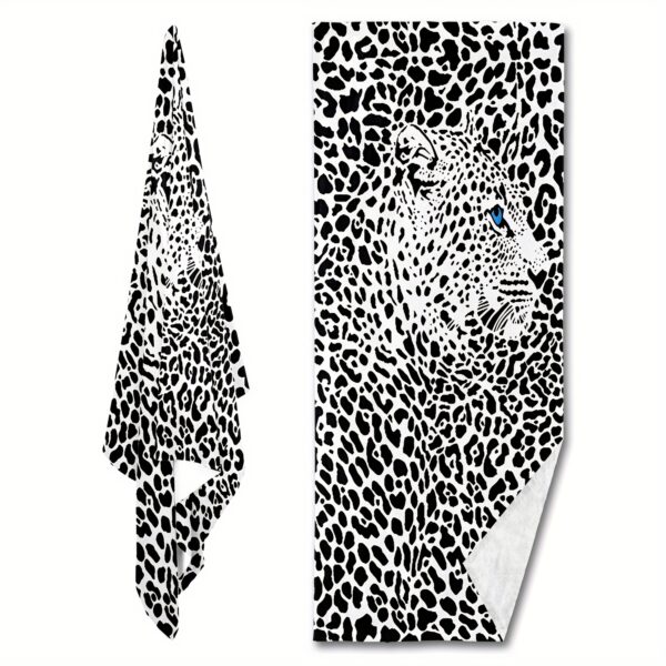 Serviette de plage imprimé léopard noir – Image 4