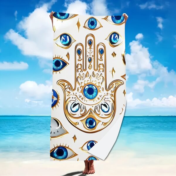 Serviette de Plage Main de Hamsa et Œil Mauvais