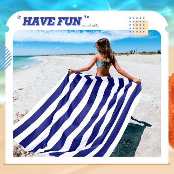 Drap de plage à Motif Damier et Rayures Bleu Marine – Image 6