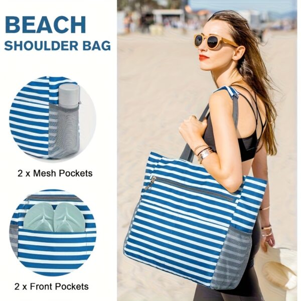 Sac de plage 2 pièces – Grande capacité, pliable, idéal vacances mer – Image 8