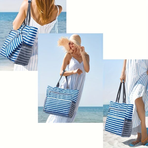 Sac de plage 2 pièces – Grande capacité, pliable, idéal vacances mer – Image 4