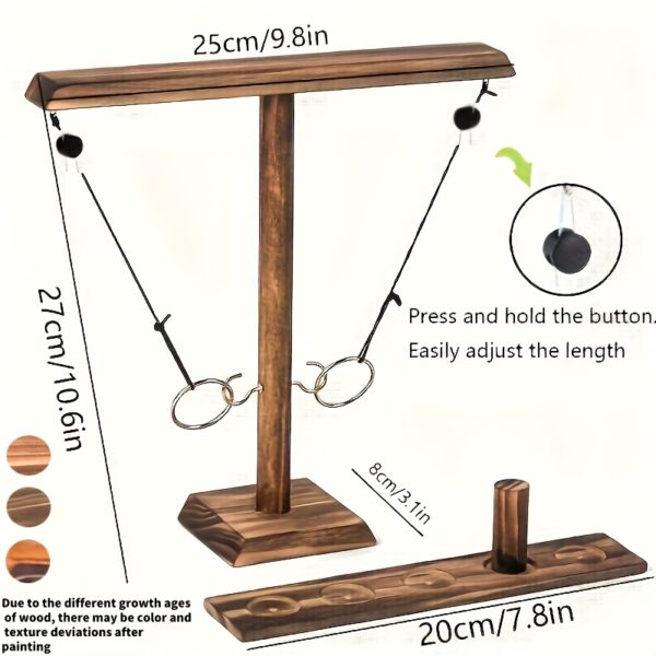 Jeu de Lancer de Bague en Bois avec Crochet Oscillant – Image 3