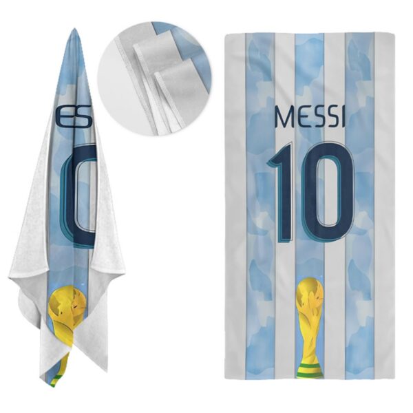 Serviette de plage imprimée sur un maillot de Messi – Image 3