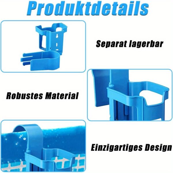 2 pièces Supports de gobelet en plastique bleu pour piscine – Image 2