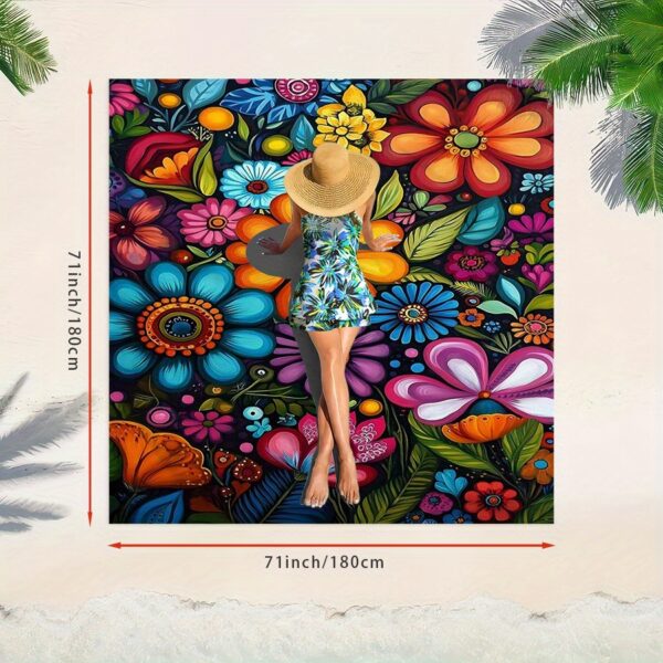 Drap de plage Imprimé Floral Tropical Vibrant – Image 3