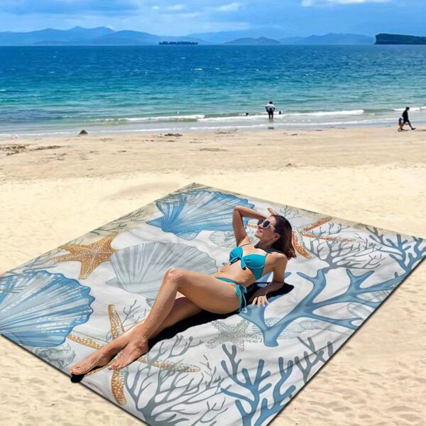 Drap de plage Motif Coquillage Océan Bleu