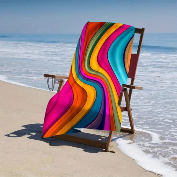 Drap de plage Motif Vagues Colorées – Image 5
