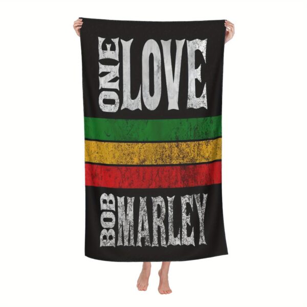 Serviette de plage Bob Marley One Love Logo – Image 2