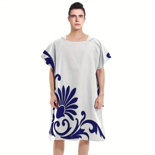 Poncho de plage motifs floraux bleus – Image 5