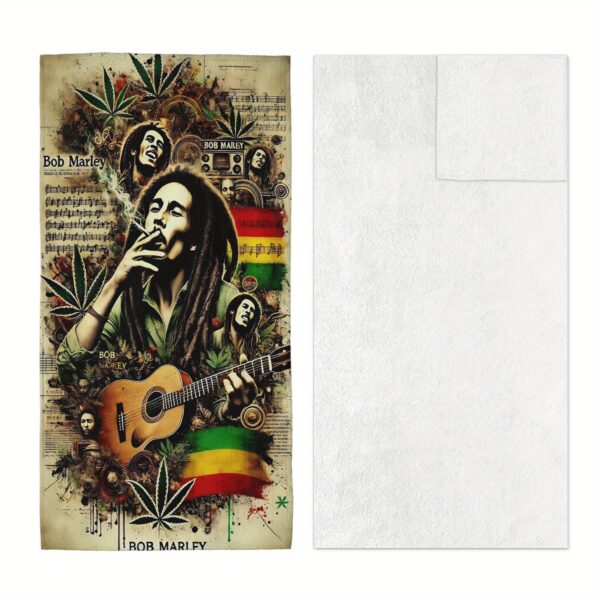 Serviette de plage pliable 2 en 1 Bob Marley avec sac de rangement – Image 3