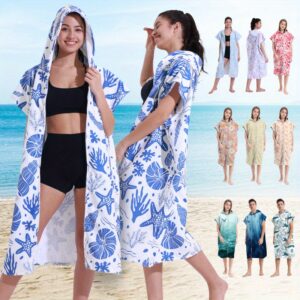 poncho de plage imprimé mer