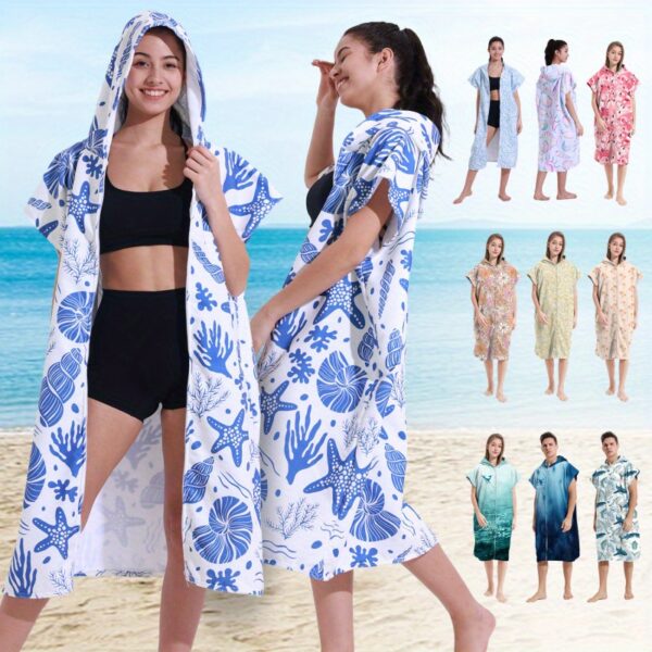 poncho de plage imprimé mer