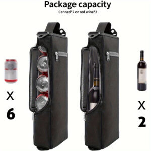 Sac isotherme souple noir pouvant contenir 6 canettes de bière ou deux bouteilles de vin