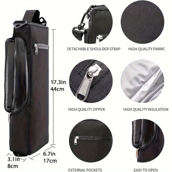 Sac isotherme souple noir pouvant contenir 6 canettes de bière ou deux bouteilles de vin – Image 4