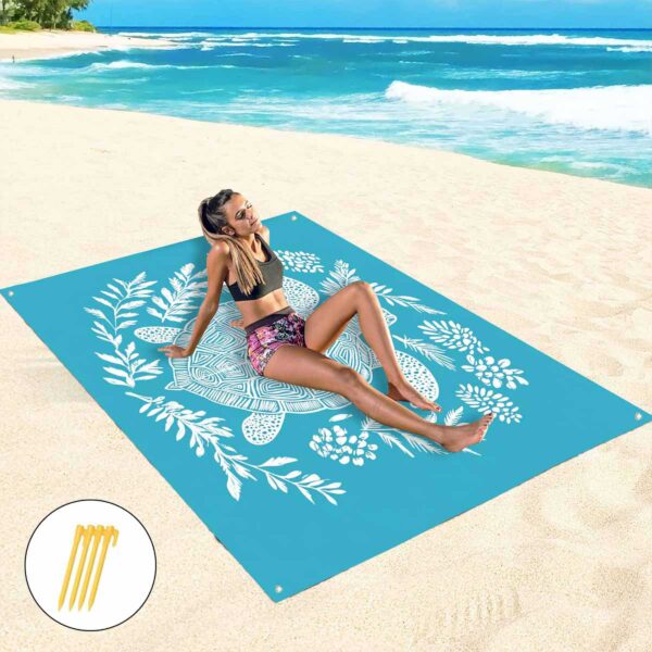 Drap de plage tortue bleu