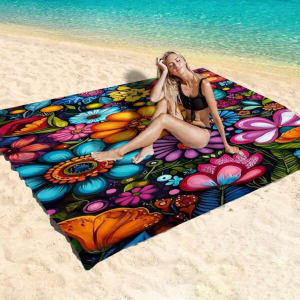 Drap de plage Imprimé Floral Tropical Vibrant – Image 2