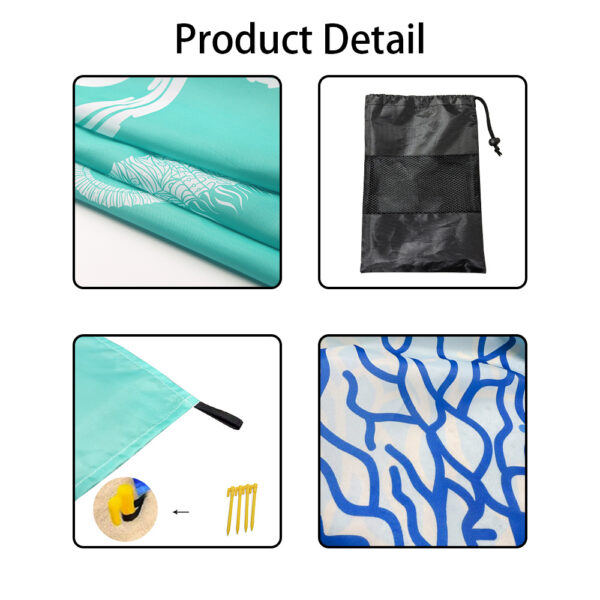 Drap de plage Motif Océan Bleu et Sable Doré – Image 8