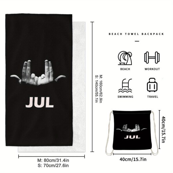 Serviette de plage pliable 2 en 1 et sac "JUL" – Image 4