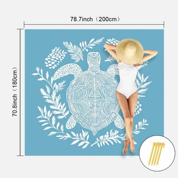 Drap de plage tortue bleu – Image 3
