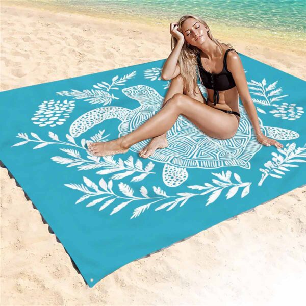 Drap de plage tortue bleu – Image 7