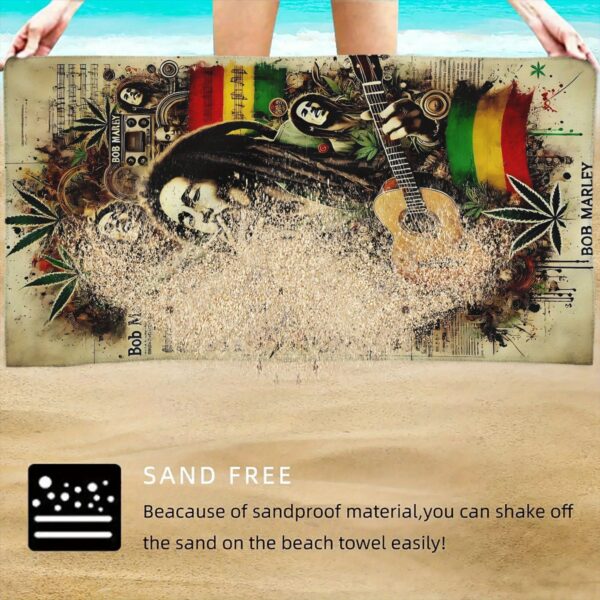 Serviette de plage pliable 2 en 1 Bob Marley avec sac de rangement – Image 6