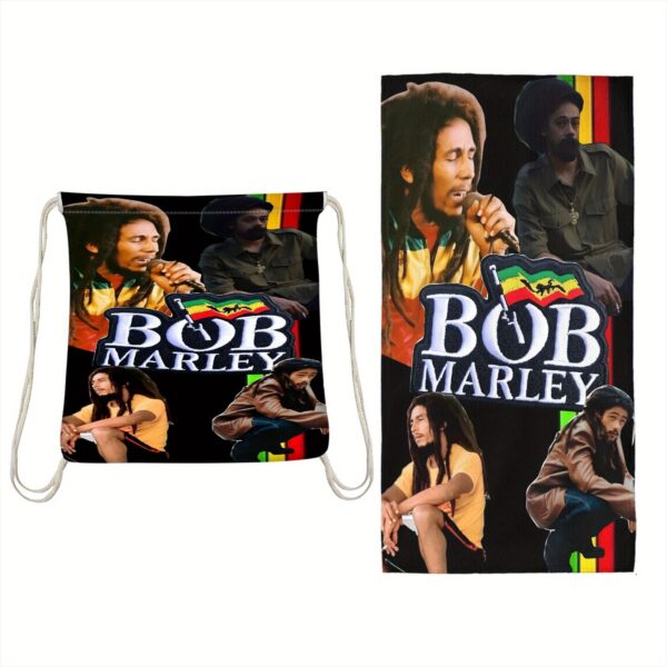 Serviette de Plage Pliable Multifonction Bob Marley & Sac à Dos