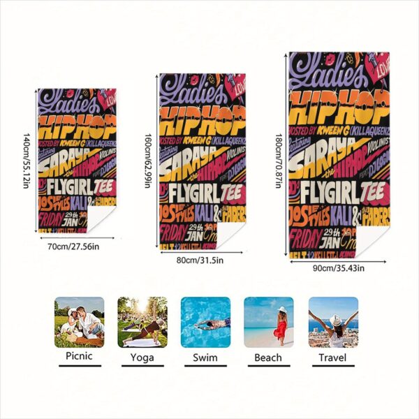 Serviette de Plage en Microfibre Graphique Hip-Hop – Image 4