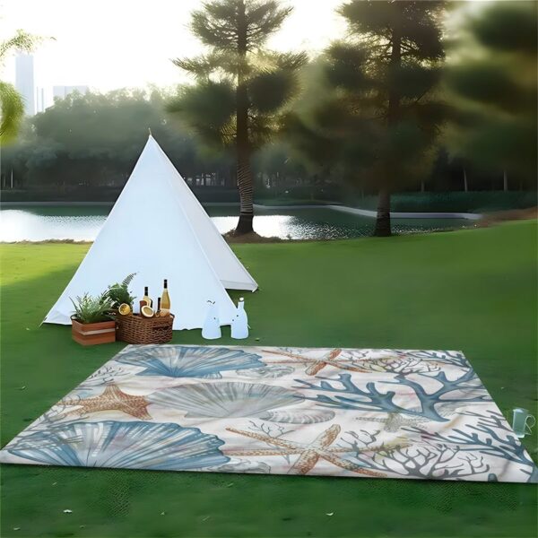 Drap de plage Motif Coquillage Océan Bleu – Image 4