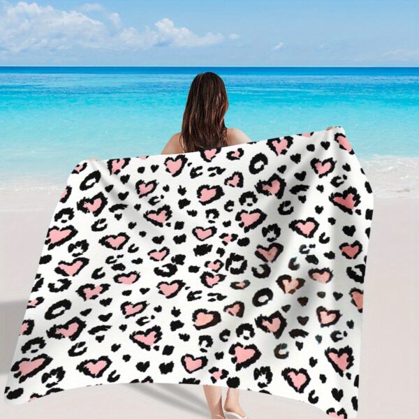 Drap de plage léopard rose amour – Image 8