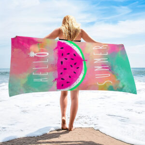 Serviette de Plage Éclaboussure Pastèque Vibrante