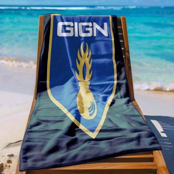 Serviette de Plage GIGN Drapeau Français Écusson – Image 2