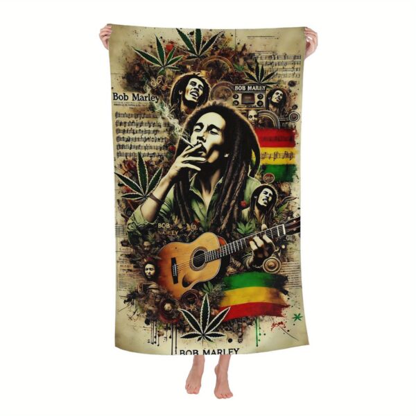 Serviette de plage pliable 2 en 1 Bob Marley avec sac de rangement – Image 8