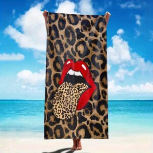 Serviette de plage lèvre léopard