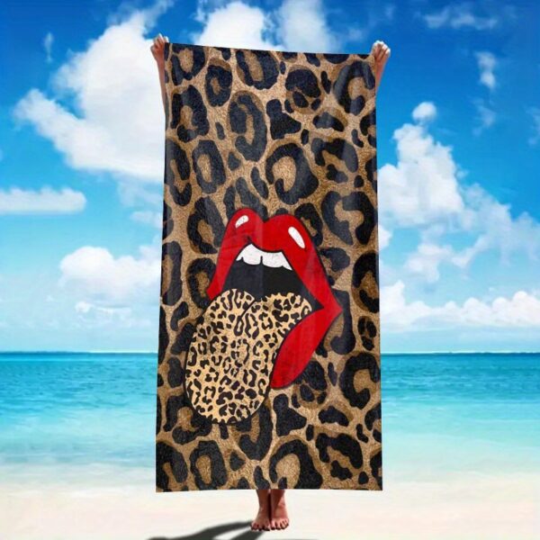 Serviette de plage lèvre léopard