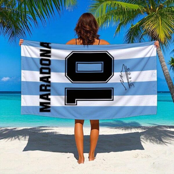 Serviette de plage Maradona #10 Jersey Imprimé – Image 5