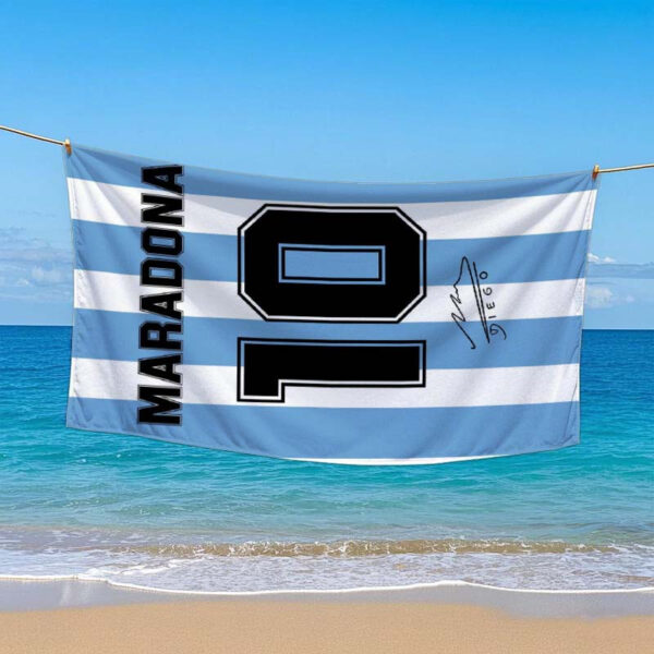 Serviette de plage Maradona #10 Jersey Imprimé – Image 3