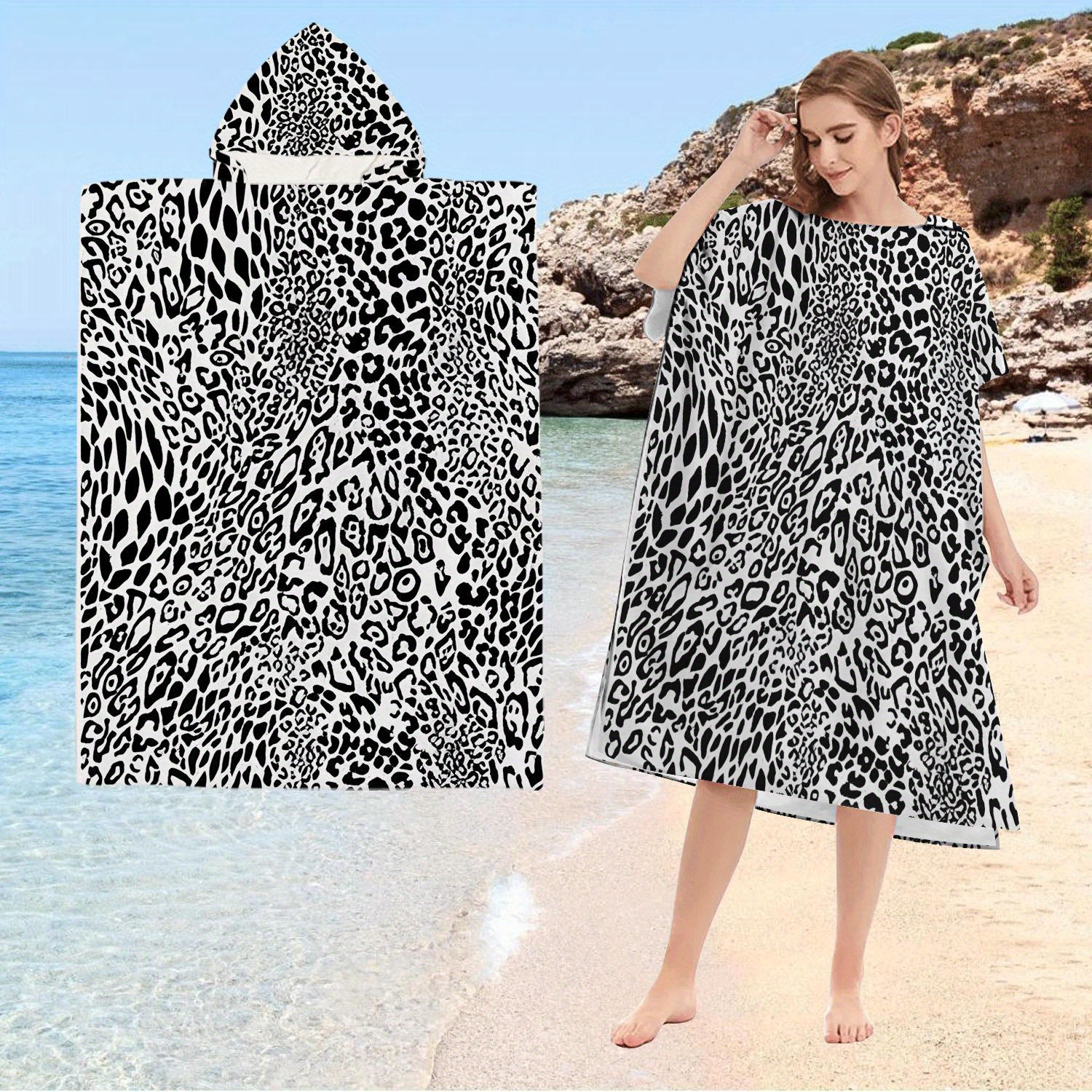 Poncho de Plage Imprimée Panthère Noire – Image 4