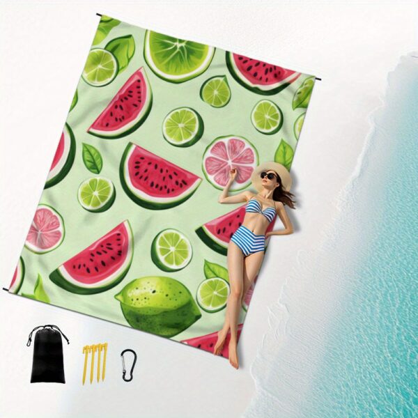 Drap de plage imprimée d'eau de melon et de citron – Image 3