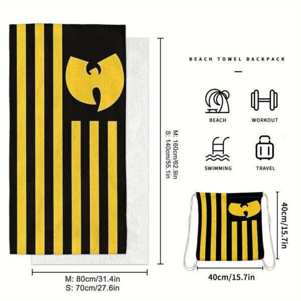 Serviette de plage pliable et sac de rangement Wu Tang Clan 2-en-1