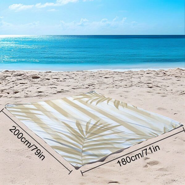 Drap de plage feuilles de noix de coco à rayures artistiques simples, – Image 5