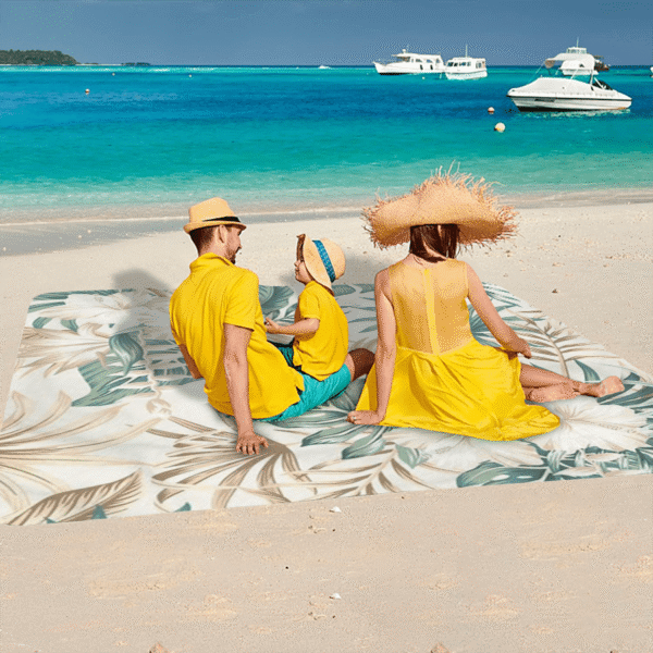 Drap de Plage Légère avec Imprimé Feuille de Monstera et Fleurs – Image 2