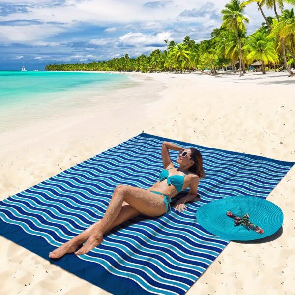 Drap de plage Deux Personnes bleu – Image 2