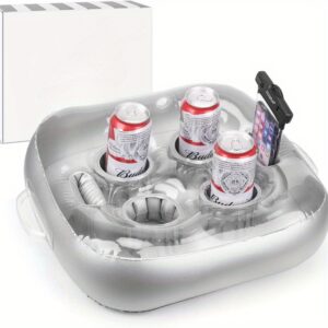 Support gonflable pour boissons dans la piscine avec 4 emplacements pour tasses