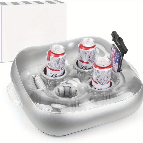 Support gonflable pour boissons dans la piscine avec 4 emplacements pour tasses